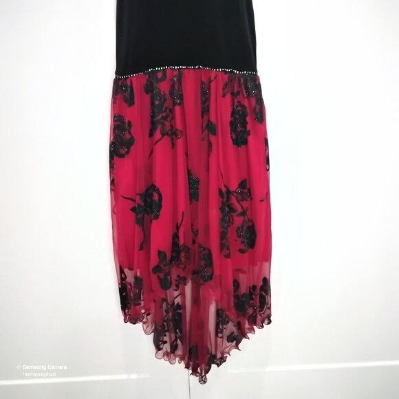 Speechless Sleeveless Velvet Sequined Tull Hi-Lo Formal Maxi Dress NWT 16 Girl - Picture 3 of 7